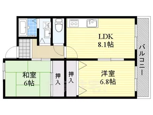 大阪府大阪市住吉区帝塚山西2丁目【マンション】の間取り