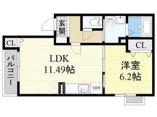 プランドール高安【1階】の間取り