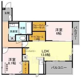 2SLDKの間取り画像