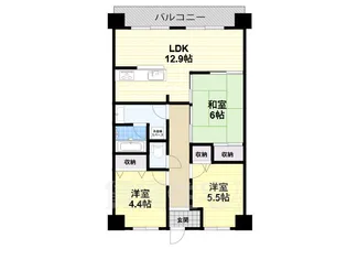 カルム八木グリーンブレス【5階】の間取り