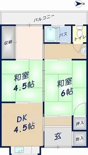 大阪府東大阪市旭町【テラスハウス】の間取り