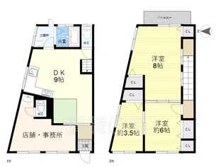 大阪府東大阪市東石切町3丁目【一戸建】の間取り