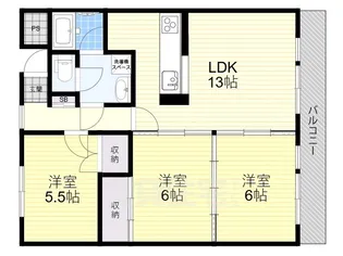大阪府貝塚市地藏堂【マンション】の間取り