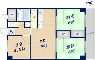 吉田第2大発マンション【4階】の間取り