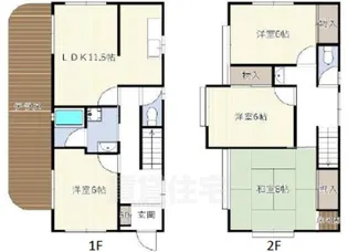 兵庫県西宮市上ケ原山田町【一戸建】の間取り