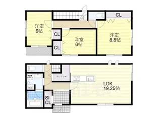 大阪府高槻市津之江町3丁目【一戸建】の間取り