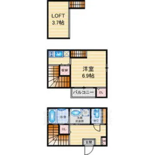 ハーモニーテラス江向町【1階】の間取り