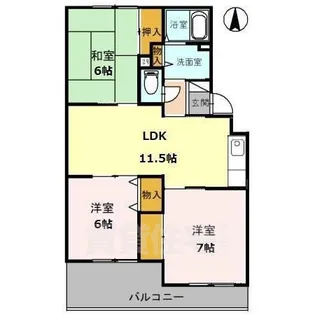 北仁川シティーハイツ【2階】の間取り