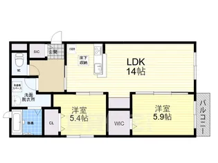 サザンエスト甲東【1階】の間取り