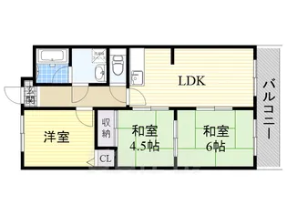 ユーコート豊中【6階】の間取り
