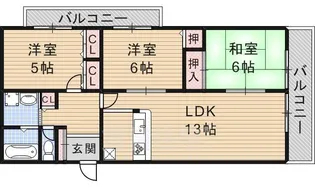大阪府茨木市真砂1丁目【マンション】の間取り