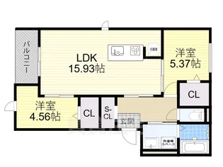 大阪府堺市堺区南三国ヶ丘町1丁【アパート】の間取り