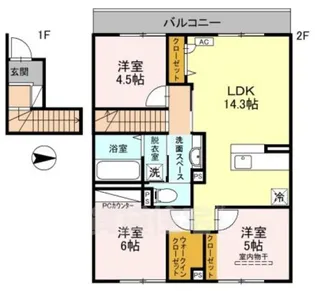 大阪府東大阪市六万寺町2丁目【アパート】の間取り