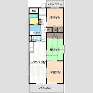 ポートシティ高木【5階】の間取り