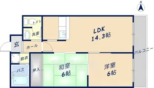 スカイガーデン東大阪【4階】の間取り