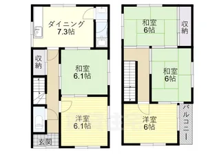 大阪府柏原市太平寺1丁目【一戸建】の間取り