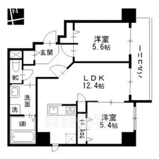 2LDKの間取り画像