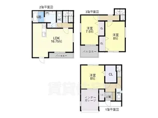 大阪府高槻市津之江町3丁目【一戸建】の間取り