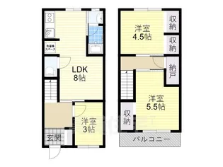 大阪府藤井寺市国府3丁目【一戸建】の間取り