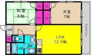 京都府京都市西京区樫原中垣外【マンション】の間取り