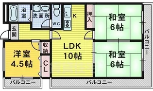 カーサ三国ヶ丘【402号室】の間取り