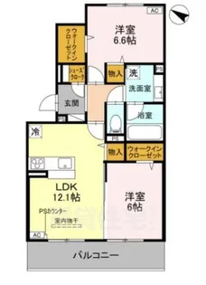 2LDKの間取り画像