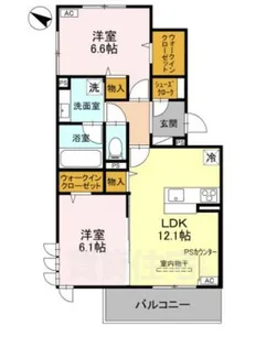 2LDKの間取り画像