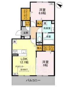 2LDKの間取り画像