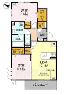 2LDKの間取り画像