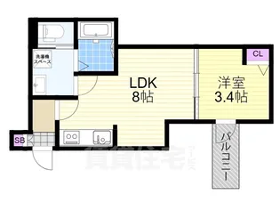 1DKの間取り画像