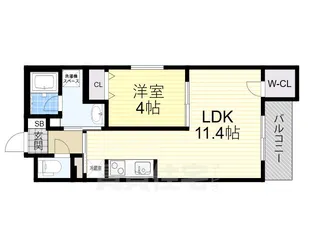 ウェルスクエア帝塚山【4階】の間取り