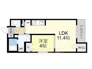 ウェルスクエア帝塚山【4階】の間取り