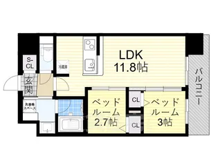 コンフォリア・リヴ新大阪西宮原ソルテラス【12階】の間取り