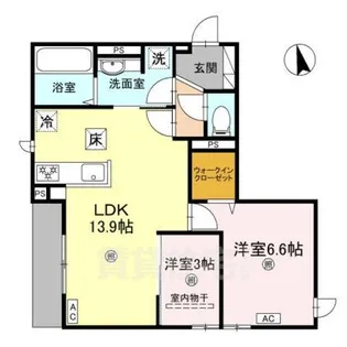 グランピース駒川【1階】の間取り