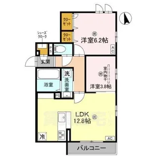 グランピース駒川【2階】の間取り