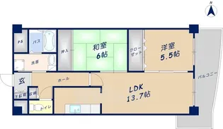 グドゥウエル新石切【2階】の間取り