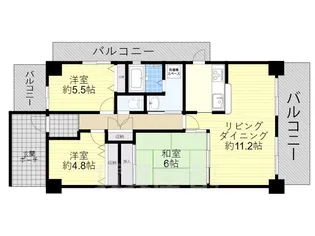 ユニハイム十三野中【4階】の間取り