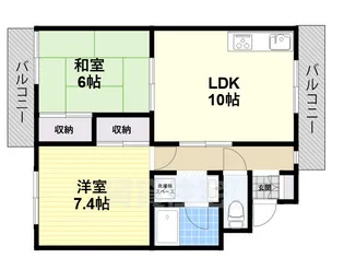 ハイツ武蔵B【2F-C号室】の間取り