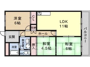 野浦ハイツ【3階】の間取り