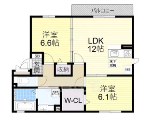 2LDKの間取り画像