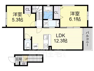 ホワイトレーク大将軍【2階】の間取り