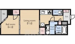 ラクレイス西新レジデンシャルタワー【4階】の間取り