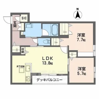奈良県大和高田市西三倉堂1丁目【マンション】の間取り