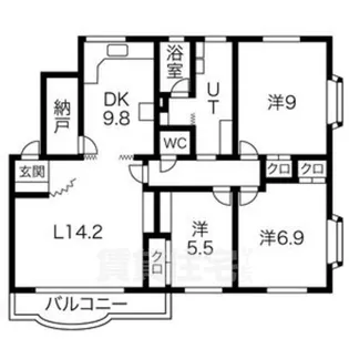 八雲マンションG棟【2階】の間取り