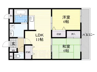 グランパル佐保【3階】の間取り