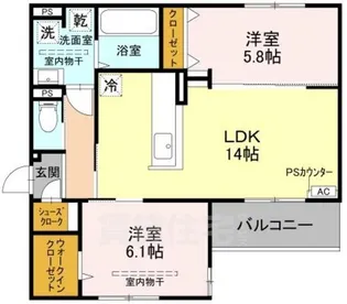 大阪府高槻市下田部町1丁目【アパート】の間取り
