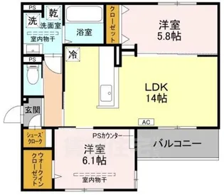 大阪府高槻市下田部町1丁目【アパート】の間取り
