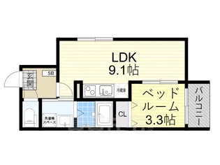 クオッカ都島【1階】の間取り