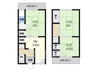 大阪府柏原市円明町【テラスハウス】の間取り