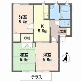 葛城gardensC【1階】の間取り